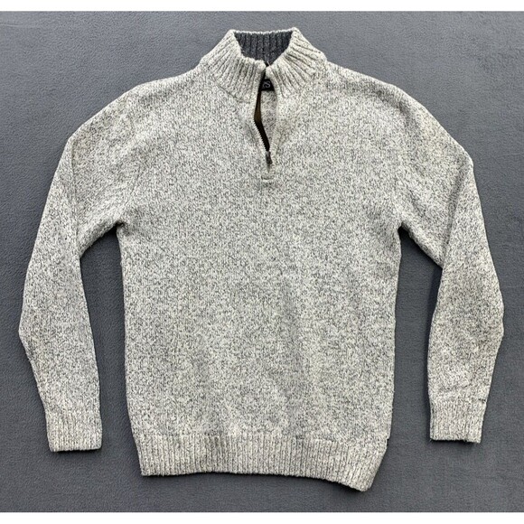 Chaps Ralph Lauren Quarter Zip Mock Turtleneck Knit Sweater Men’s Size S/P Gray - Picture 1 of 16